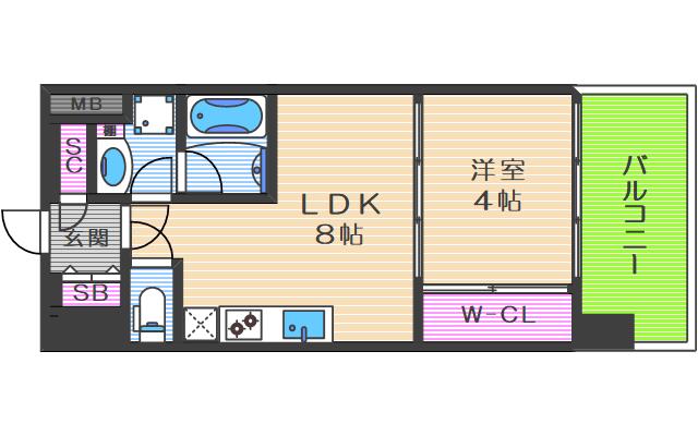 ブエナビスタ梅田ノース(1LDK/8階)の間取り写真