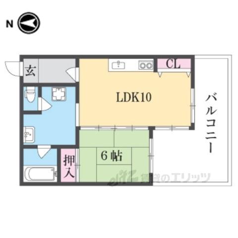 片岡山荘(1LDK/2階)の間取り写真
