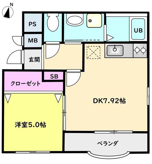 サンコート宮原(1DK/3階)の間取り写真