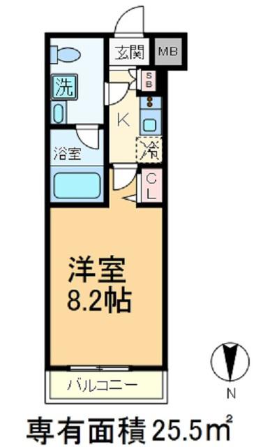 ラフィスタ北赤羽(1K/2階)の間取り写真