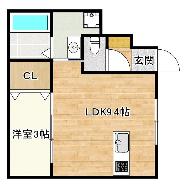 ボヌール妻鹿駅前(1LDK/1階)の間取り写真