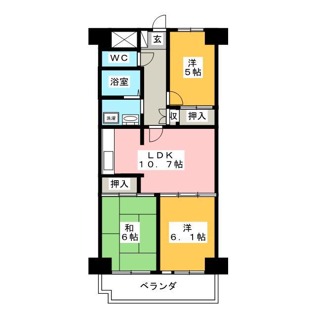 若葉グリーンプラザ弐番館(3LDK/1階)の間取り写真