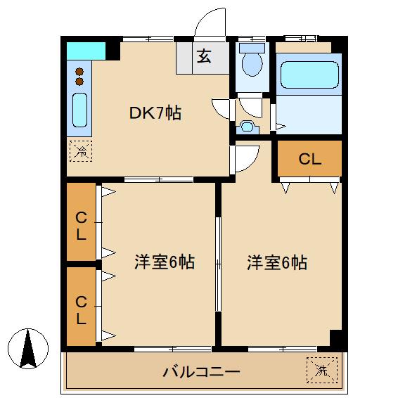 高千穂マンション(2DK/4階)の間取り写真