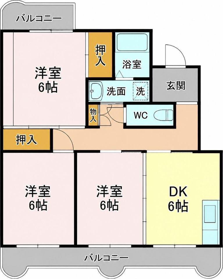 グランヴェール伏見I(3DK/3階)の間取り写真