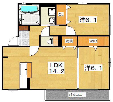 ESPOIR(2LDK/2階)の間取り写真
