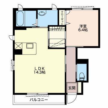 IS GARDEN B(1LDK/1階)の間取り写真