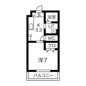 GRIT柳町(1K/1階)の間取り写真
