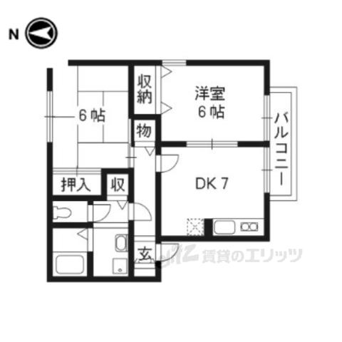 ヴェーデル2(2DK/1階)の間取り写真