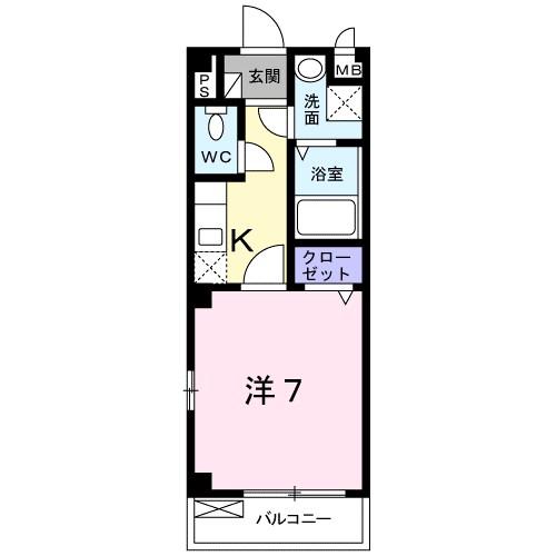 ロングTAKABUNE(1K/1階)の間取り写真