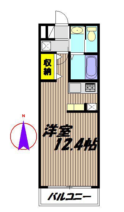 湘南コスモス(ワンルーム/1階)の間取り写真