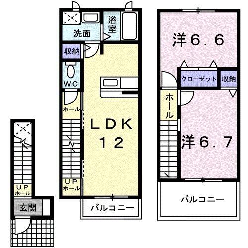 エルグランツ(2LDK/2階)の間取り写真
