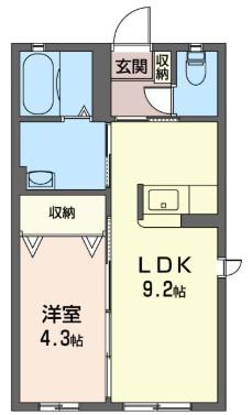 ヴィラ・プロスパーA(1LDK/2階)の間取り写真