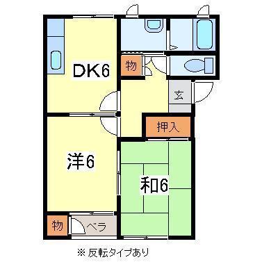 アドラシオンIIB棟(2DK/2階)の間取り写真