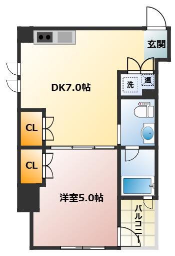 M SQUARE(1DK/4階)の間取り写真