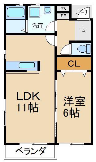 サンライズ(1LDK/2階)の間取り写真