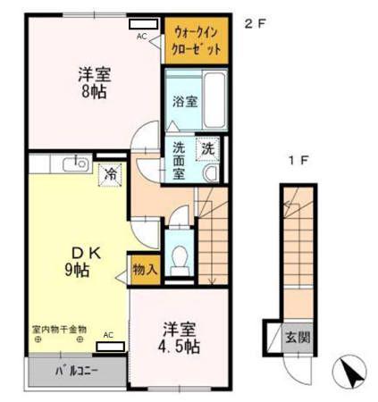 クレールカルチェVI(2DK/2階)の間取り写真