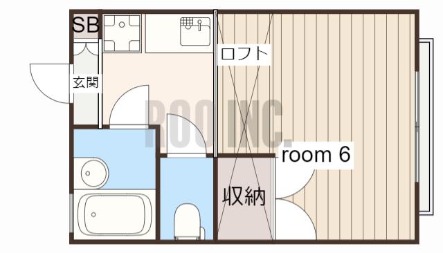 バロン伊達第1(1K/2階)の間取り写真