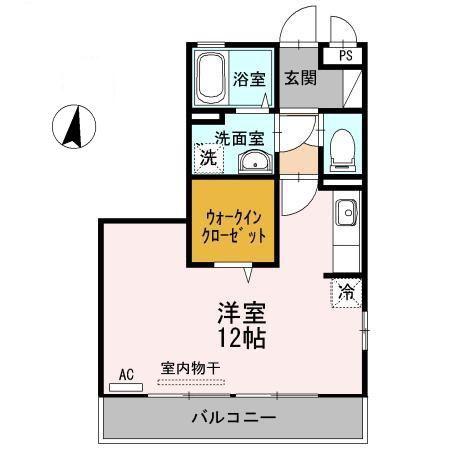 シャルルI棟(ワンルーム/2階)の間取り写真