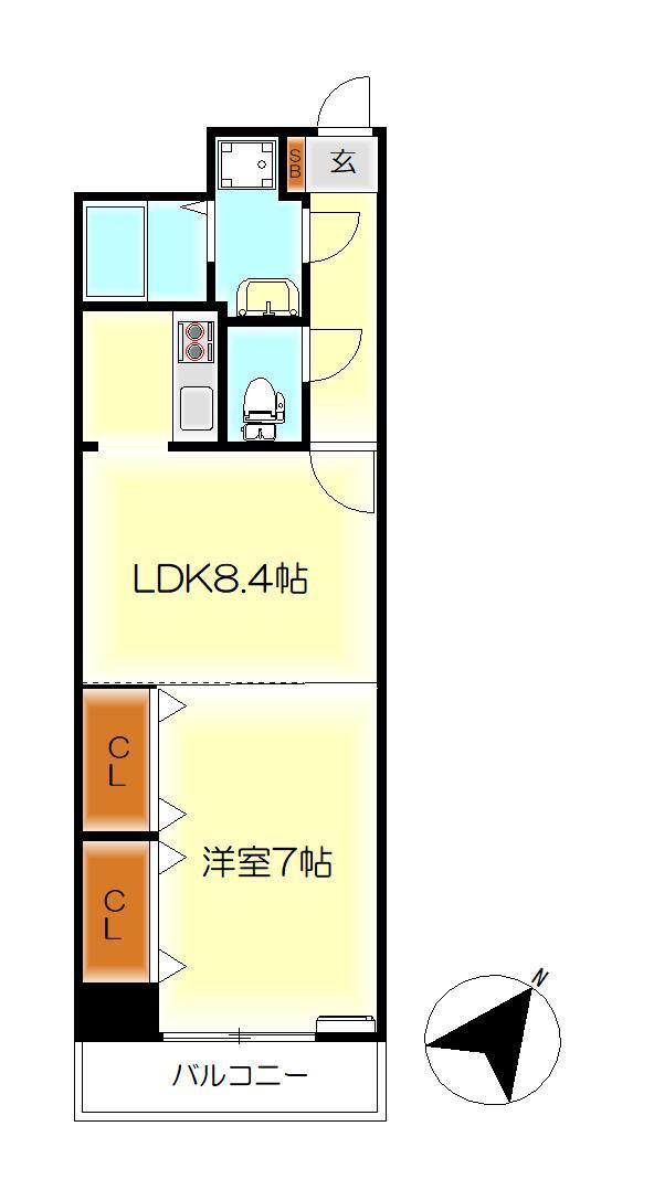 グランディールノブハラ(1LDK/4階)の間取り写真