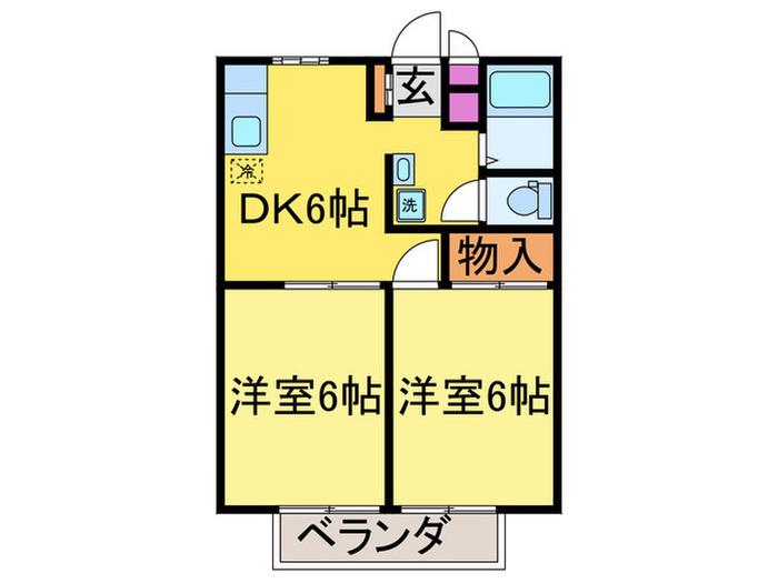 光ハイツB(2DK/2階)の間取り写真