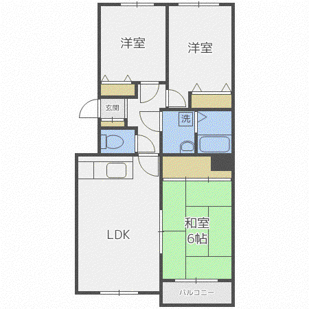 シャトー32(2LDK/3階)の間取り写真