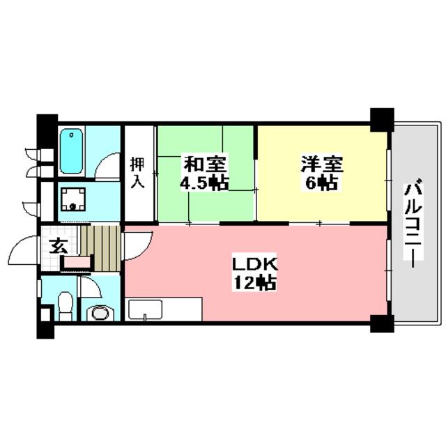 グリーンハイツ紫明園(2LDK/2階)の間取り写真