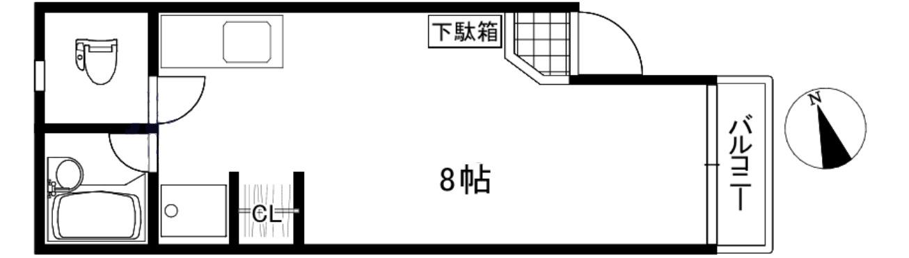 コーポイーグル(ワンルーム/2階)の間取り写真
