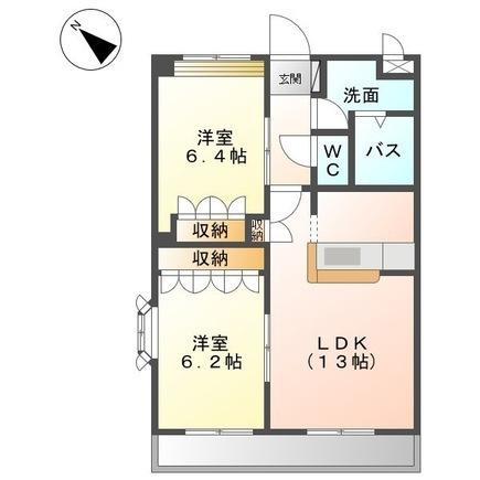 サンクレール2(2LDK/2階)の間取り写真