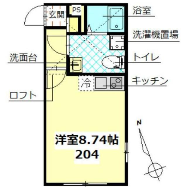 MARINA坂戸(ワンルーム/2階)の間取り写真