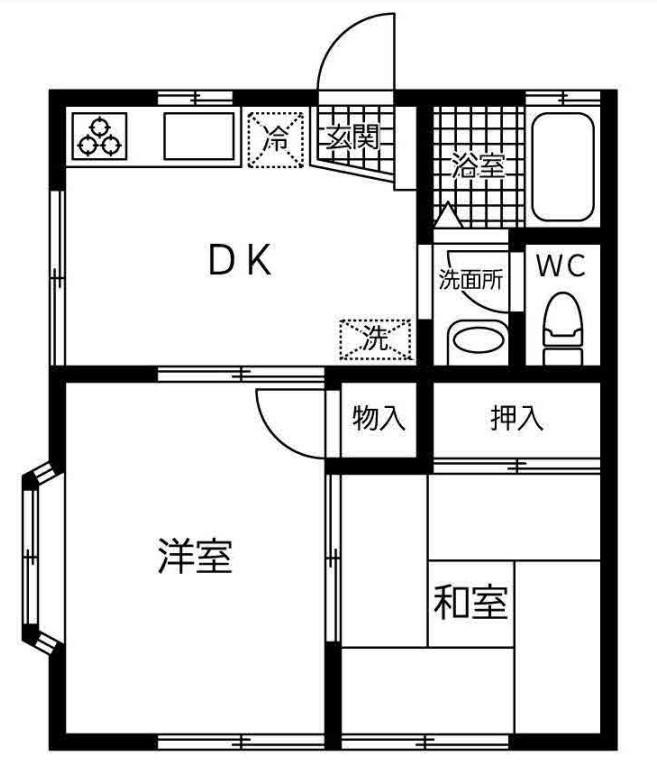 ミニ ジュネス(2DK/1階)の間取り写真