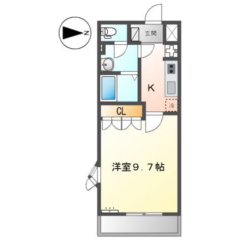 ETERNITY BRIGHT(1K/2階)の間取り写真