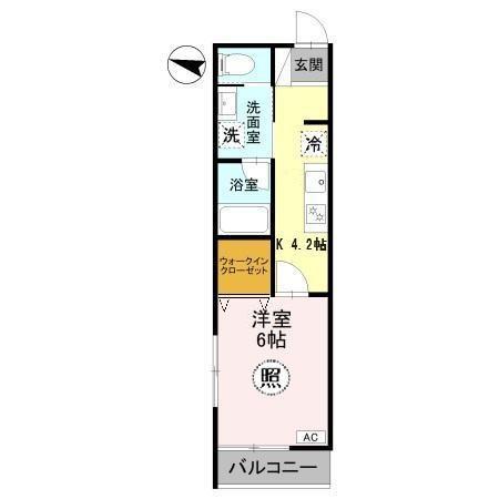 ナチュラルフロント(1K/2階)の間取り写真