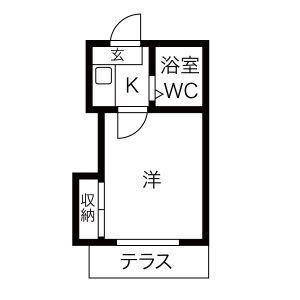 アーバンフラット新瑞橋(1K/1階)の間取り写真