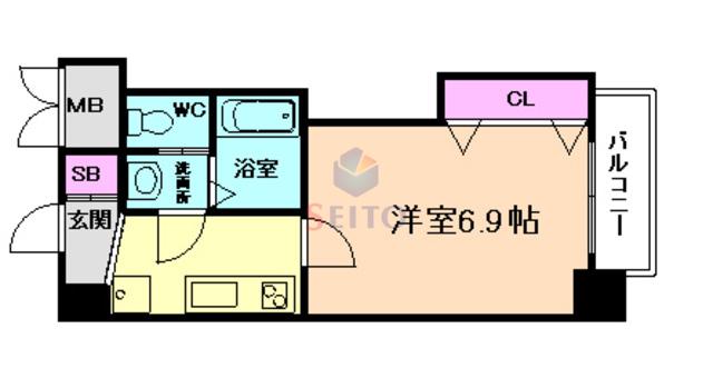 LUXE東三国III(1K/4階)の間取り写真