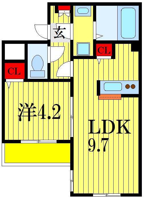ルラーシュ南町(1LDK/4階)の間取り写真