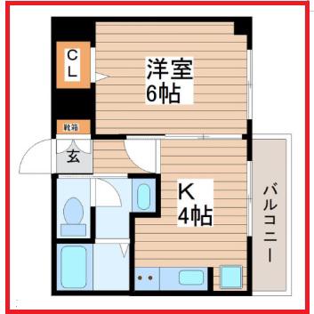 コートワイケー(1K/2階)の間取り写真