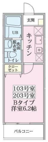 PIER S&T(1K/2階)の間取り写真