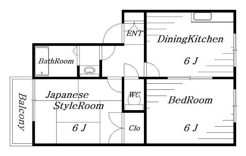 ベルレージュ鹿野(2DK/2階)の間取り写真