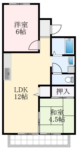 シャト-ドイワネ22号館(2LDK/2階)の間取り写真