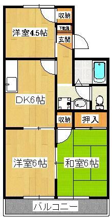 エクセル夏見台(3DK/1階)の間取り写真