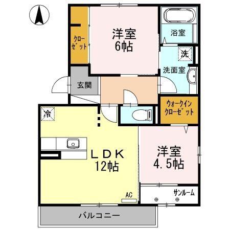 LECIELBLUE2(2LDK/2階)の間取り写真