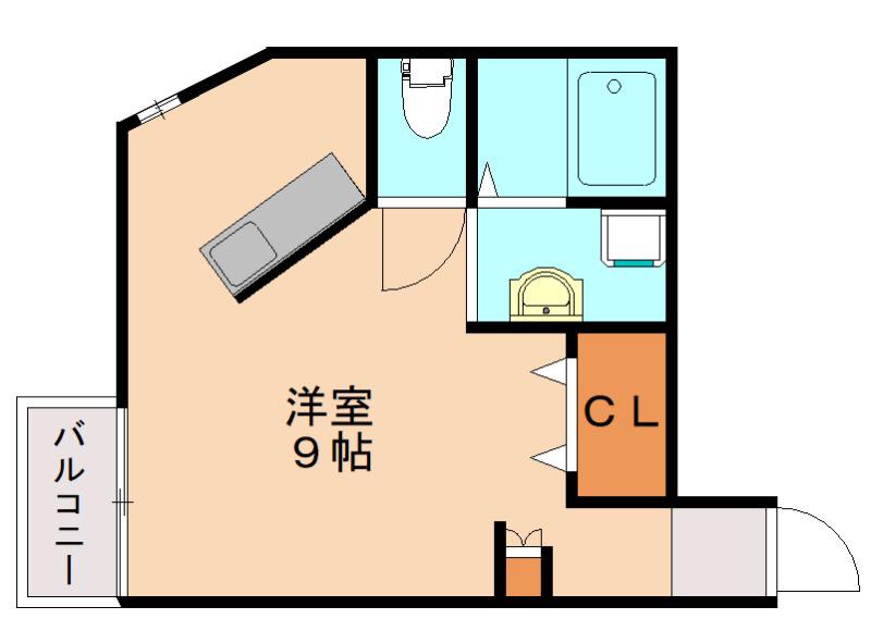 アマン下山門B棟(ワンルーム/1階)の間取り写真