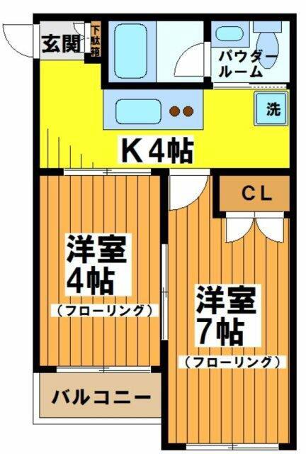 サンエムマンション第3(2K/3階)の間取り写真