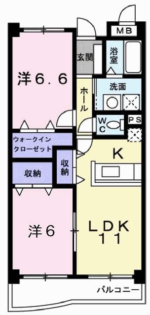 メゾン・ド・フレール(2LDK/1階)の間取り写真