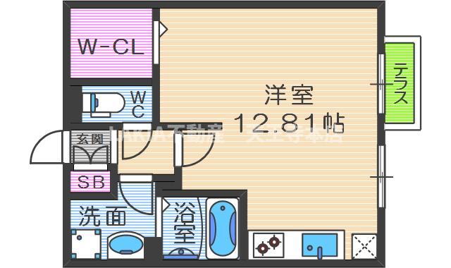 ヴィーブル和みA棟(ワンルーム/2階)の間取り写真