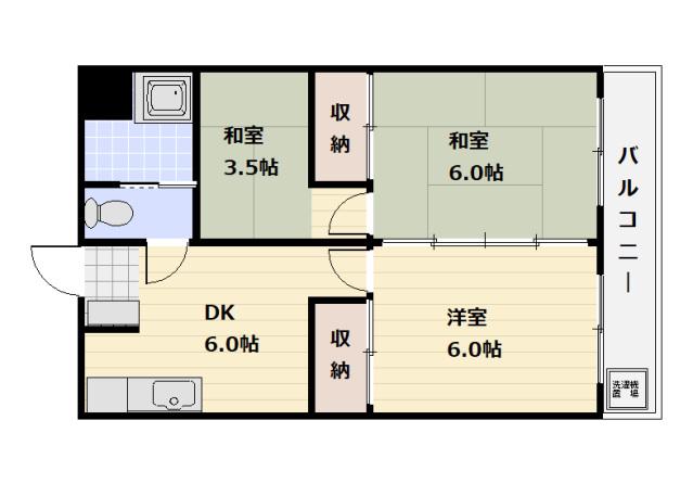 牛田翠苑(3DK/6階)の間取り写真
