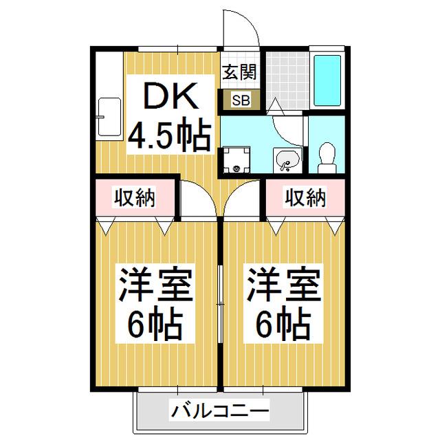 グランドローゼB(2DK/1階)の間取り写真