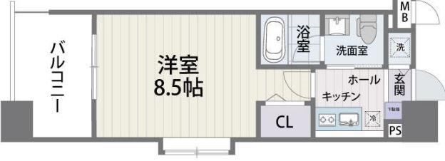 S-FORT福岡県庁前(1K/3階)の間取り写真