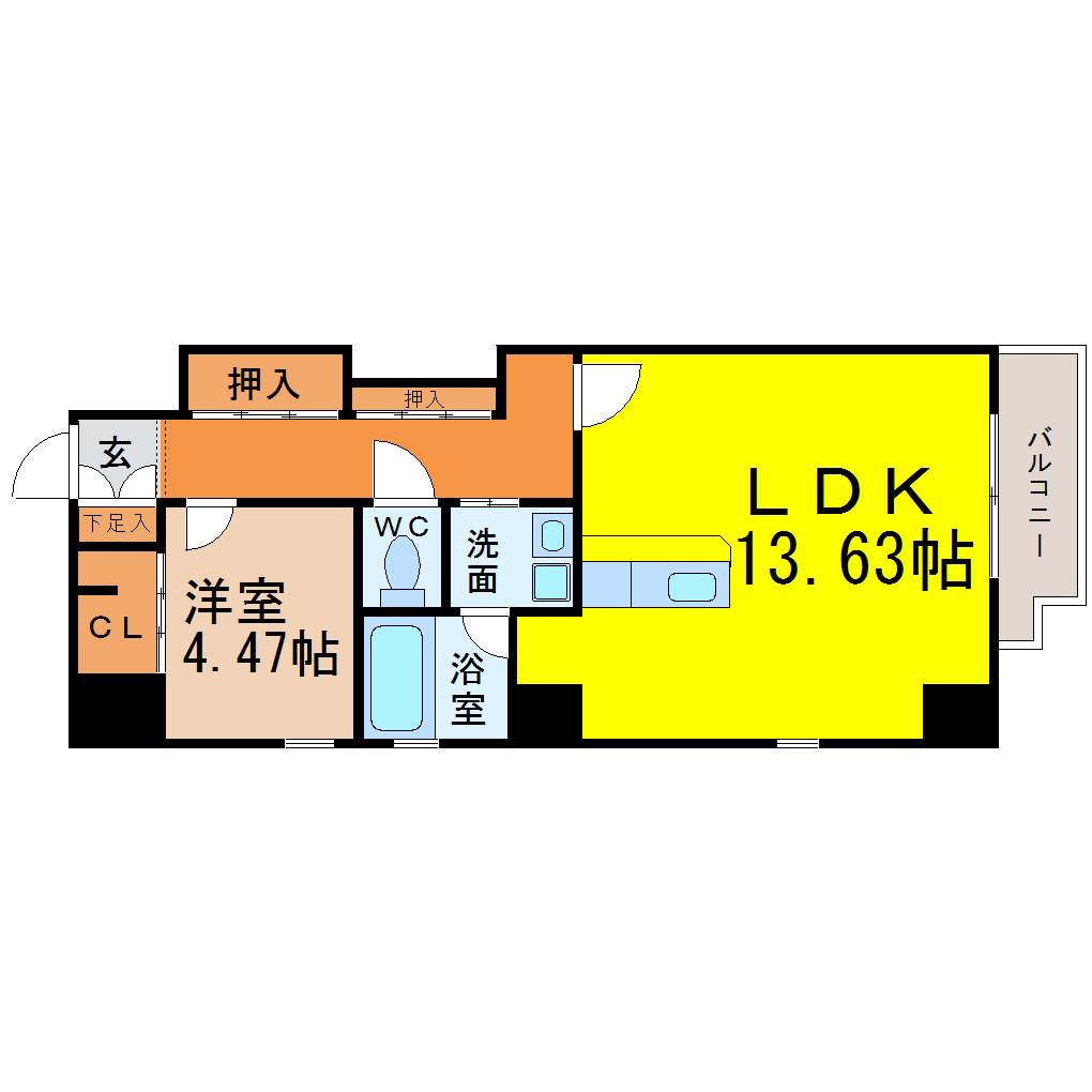 GプラスHONMACHI(1LDK/4階)の間取り写真