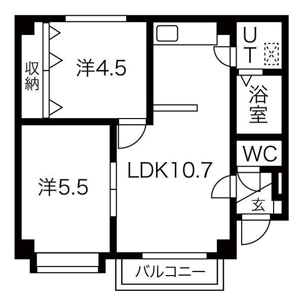 クリスタルハイツN41(2LDK/4階)の間取り写真